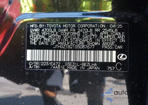 2025 Lexus Is 350 F Sport from USA, damaged, VIN JTHGZ1B21S5087677